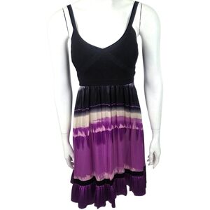 Vintage Y2K BEBE Silk Babydoll Dress Womens Small Purple Black Whimsigoth Fairy